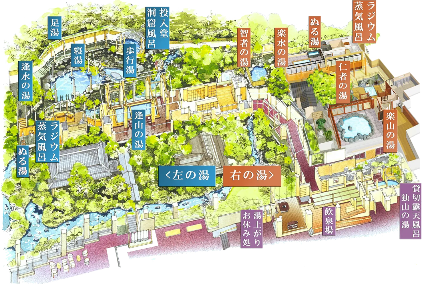回遊式大庭園露天風呂「山の湯」
