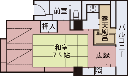 双葉 半露天風呂付 和洋室マップ